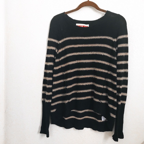 black and beige/tan striped sweater - Picture 1 of 4